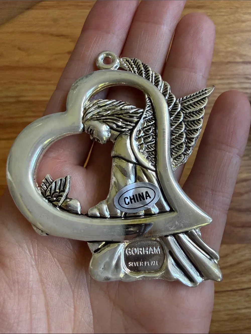 Gorham Silver Plated Angel Ornaments Hope Peace Love holiday Christmas decor